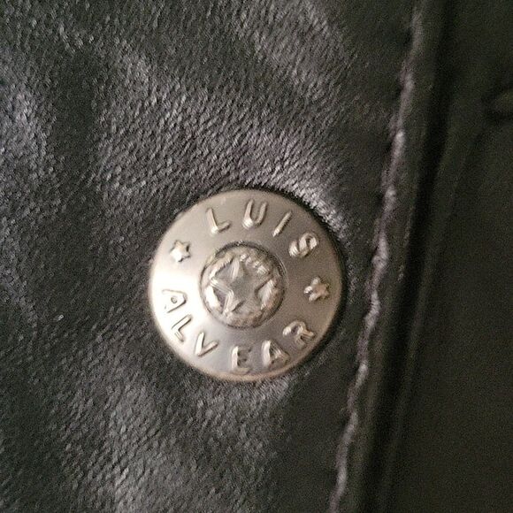 VTG Luis Alvear Womens P XS 80s Leather Black Bomber Moto Biker Jacket Coat New - Picture 7 of 15